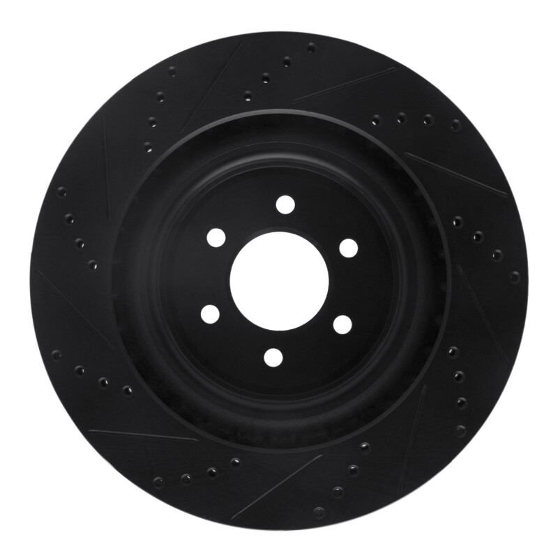 Dodge Viper Brake Rotor (1) - Rear Right - R1 Concepts - Drilled & Slotted - Black - `03-`17